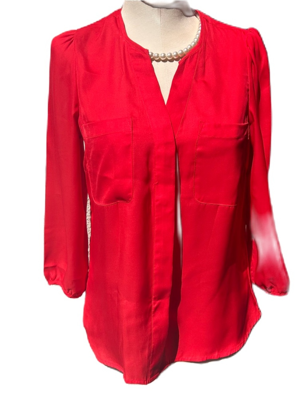 H&M Red Shirt 3/4 Sleeves Size 2. Good Cond